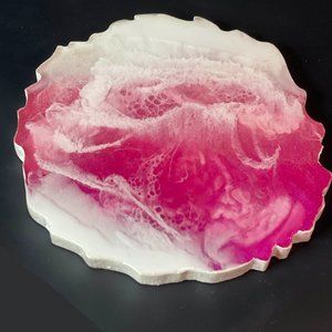 Pink Ocean - Geode Style Resin Coaster - Table Art  - (1pc) - Candle Stand, etc.
